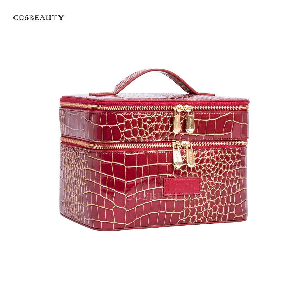 Women Travel Cosmetic Accessories Vanity Box PU Leather Makeup Pouch Custom Makeup Case With Zipper