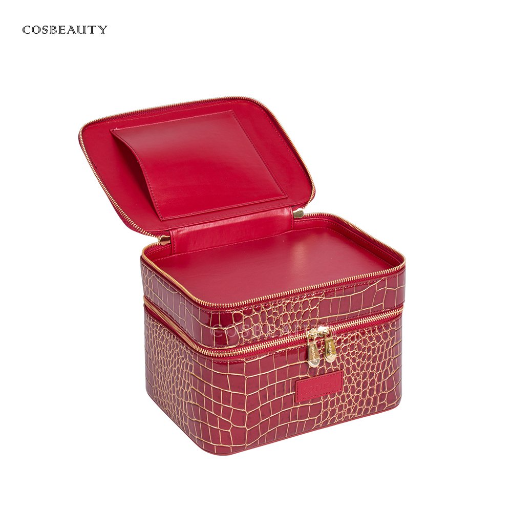 Women Travel Cosmetic Accessories Vanity Box PU Leather Makeup Pouch Custom Makeup Case With Zipper