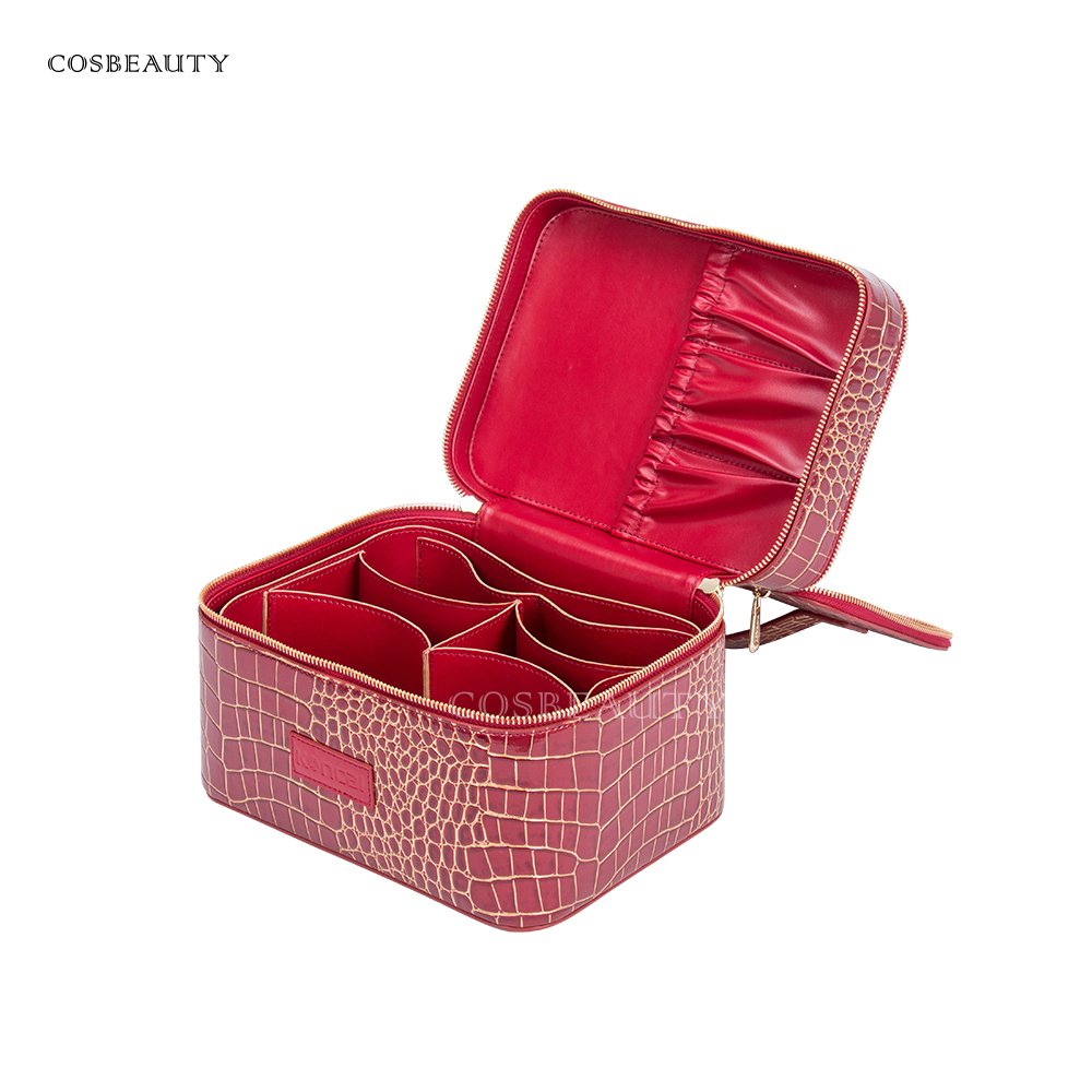 Women Travel Cosmetic Accessories Vanity Box PU Leather Makeup Pouch Custom Makeup Case With Zipper