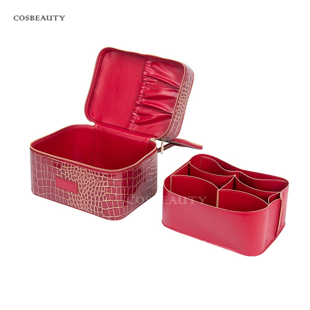 Women Travel Cosmetic Accessories Vanity Box PU Leather Makeup Pouch Custom Makeup Case With Zipper