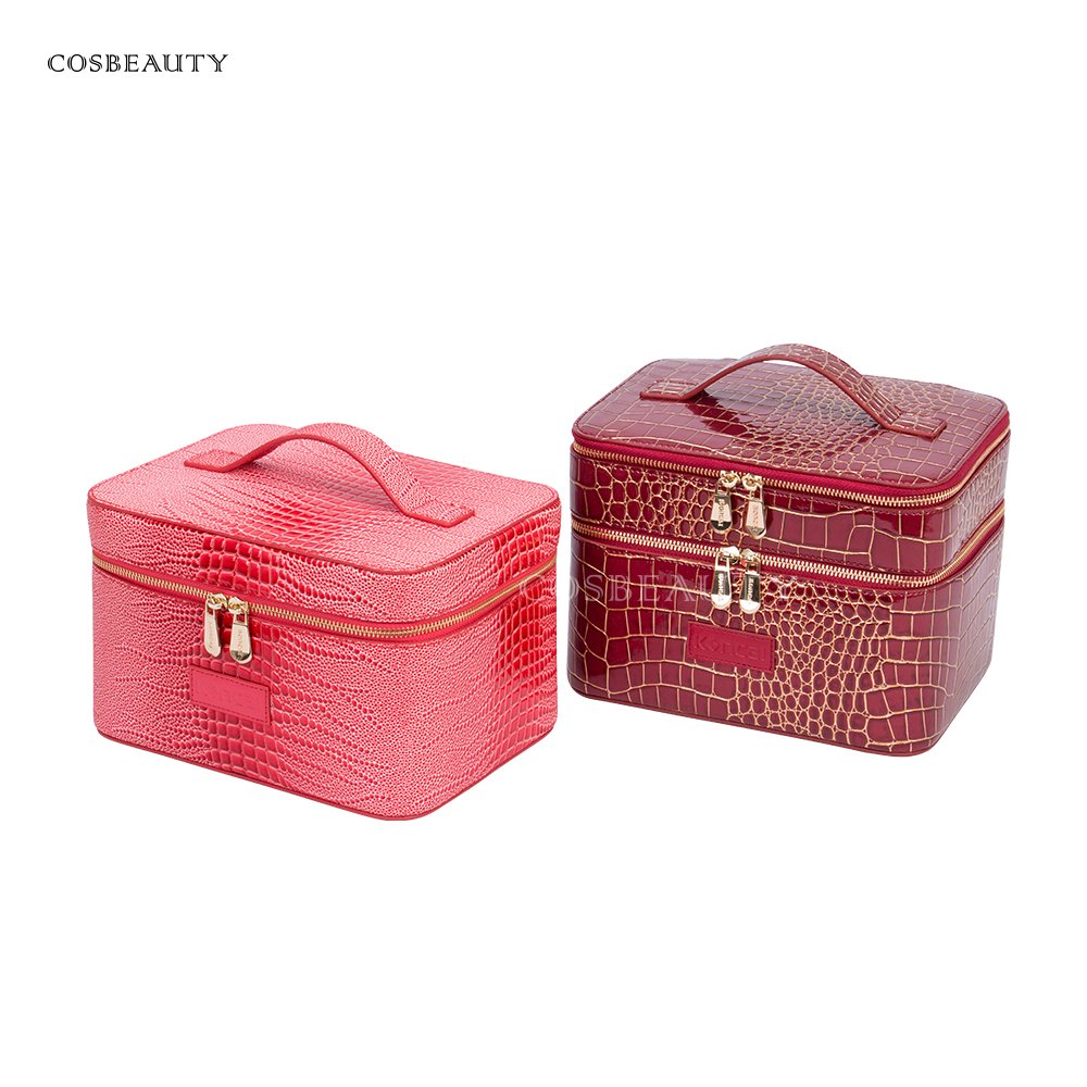Women Travel Cosmetic Accessories Vanity Box PU Leather Makeup Pouch Custom Makeup Case With Zipper
