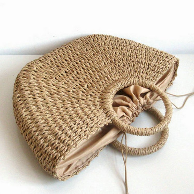 Portable Cosmetic Case Makeup Storage Straw Basket Car Seat Organizer Travel Beach Bag American European Style Storage