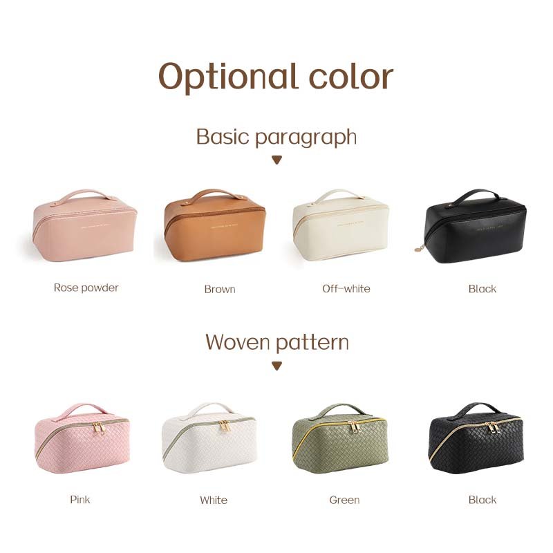 Factory Wholesale Custom Logo Portable Rectangle Makeup Organizer Pu Travel Toiletry Bag Leather Luxury Cosmetic Partition Bag