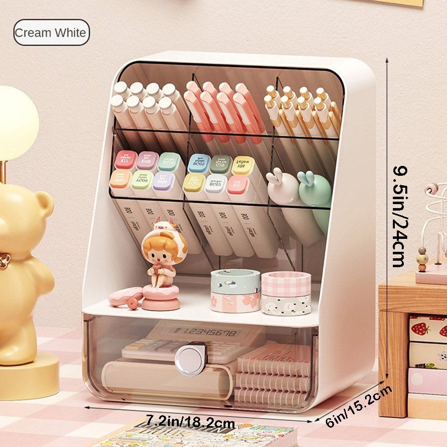 Diagonal grid with drawers desktop stationery storage box, pencil case, makeup brush storage box