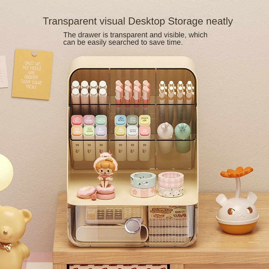 Diagonal grid with drawers desktop stationery storage box, pencil case, makeup brush storage box