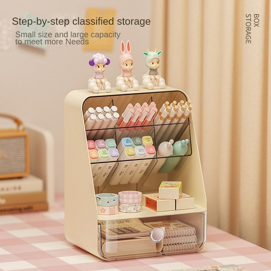 Diagonal grid with drawers desktop stationery storage box, pencil case, makeup brush storage box