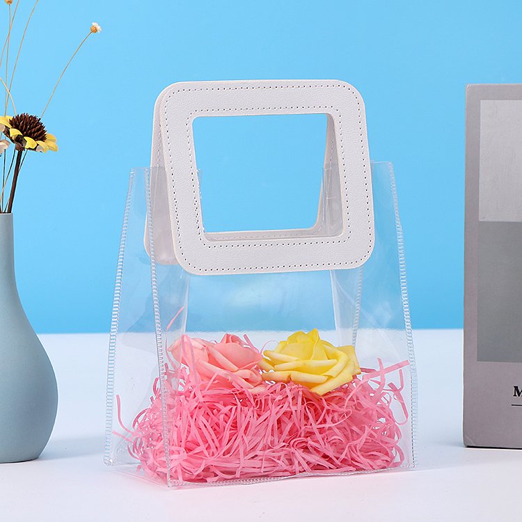 Customized Logo Transparent PVC Vinyl Beach Bag Clear Personalized Makeup Organizer Open Closure Party Handle Character Pattern