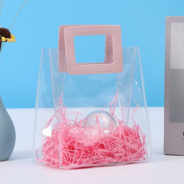Customized Logo Transparent PVC Vinyl Beach Bag Clear Personalized Makeup Organizer Open Closure Party Handle Character Pattern