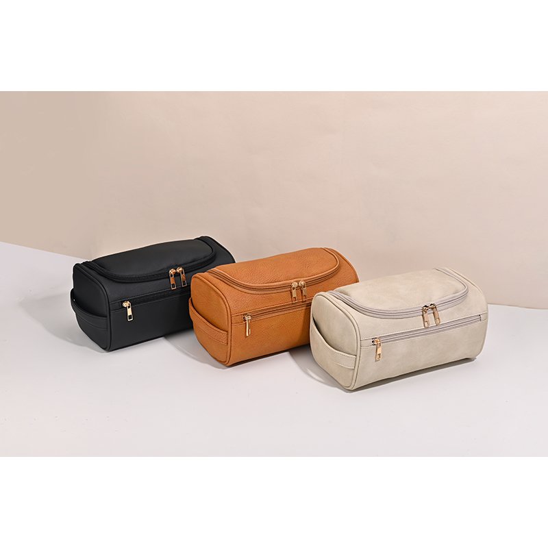 factory hanging travel toiletry bag custom logo PU makeup organizers cosmetic storage leather Dopp kit for men women