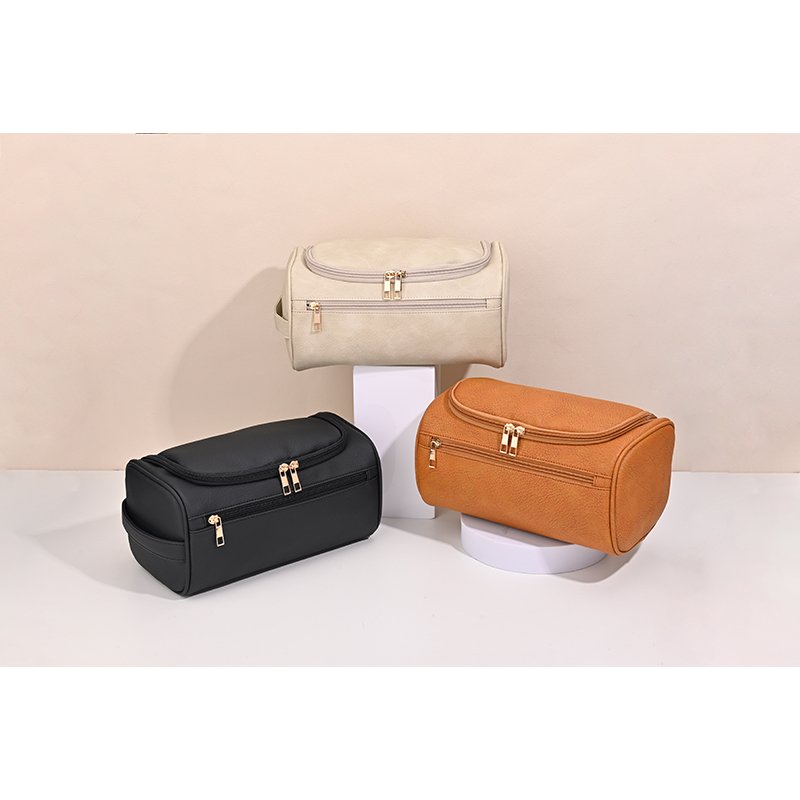 factory hanging travel toiletry bag custom logo PU makeup organizers cosmetic storage leather Dopp kit for men women