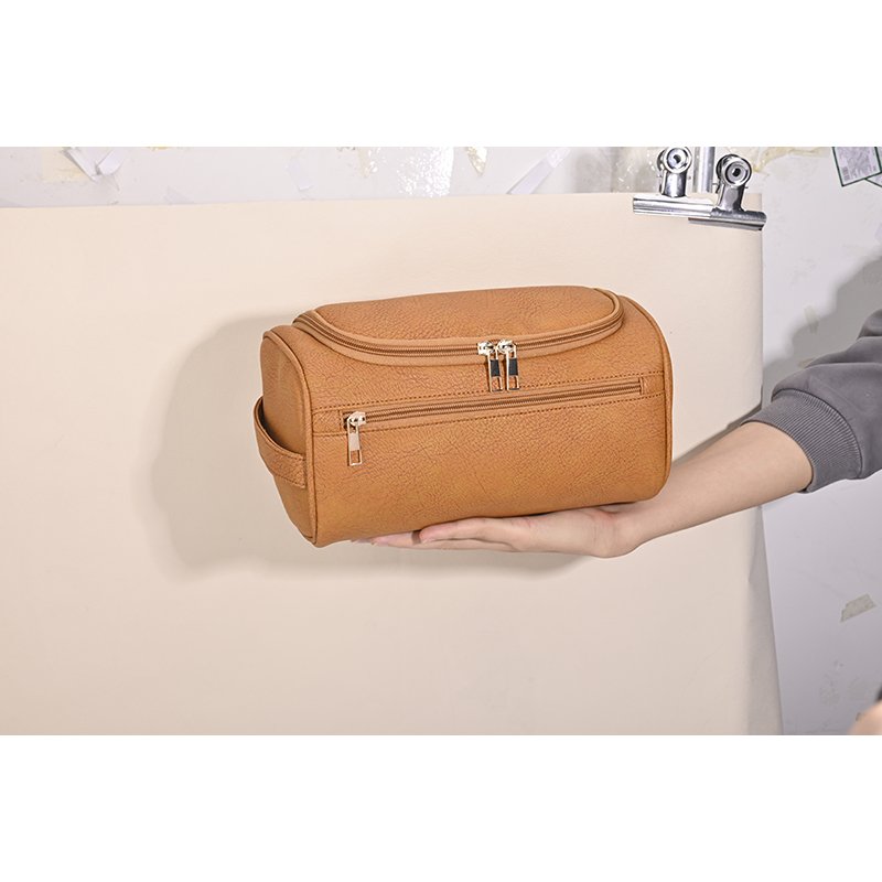 factory hanging travel toiletry bag custom logo PU makeup organizers cosmetic storage leather Dopp kit for men women