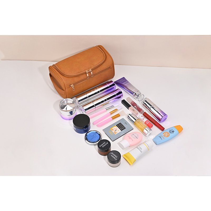 factory hanging travel toiletry bag custom logo PU makeup organizers cosmetic storage leather Dopp kit for men women