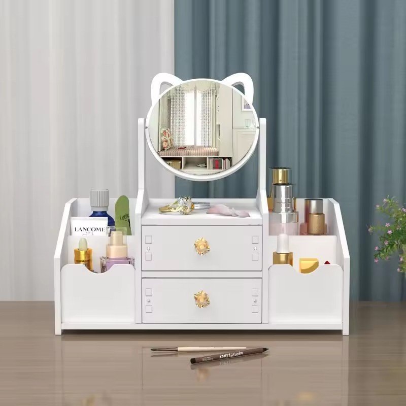 Zhaojiu Desktop Drawer with Mirror Cosmetic Storage Box Jewelry Organizer for Skin Care Makeup Organizers Dust Storage Shelf