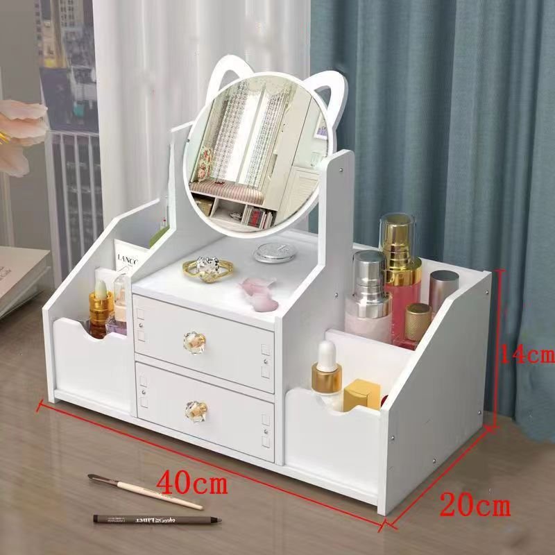 Zhaojiu Desktop Drawer with Mirror Cosmetic Storage Box Jewelry Organizer for Skin Care Makeup Organizers Dust Storage Shelf
