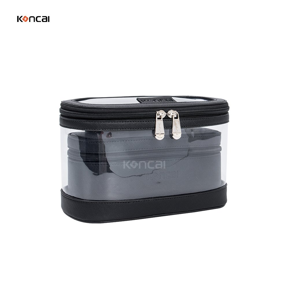 Women PU Leather Travel Cosmetic Accessories Vanity Box Makeup Pouch With Zipper Custom Makeup Case
