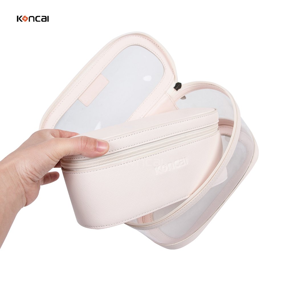 Women PU Leather Travel Cosmetic Accessories Vanity Box Makeup Pouch With Zipper Custom Makeup Case