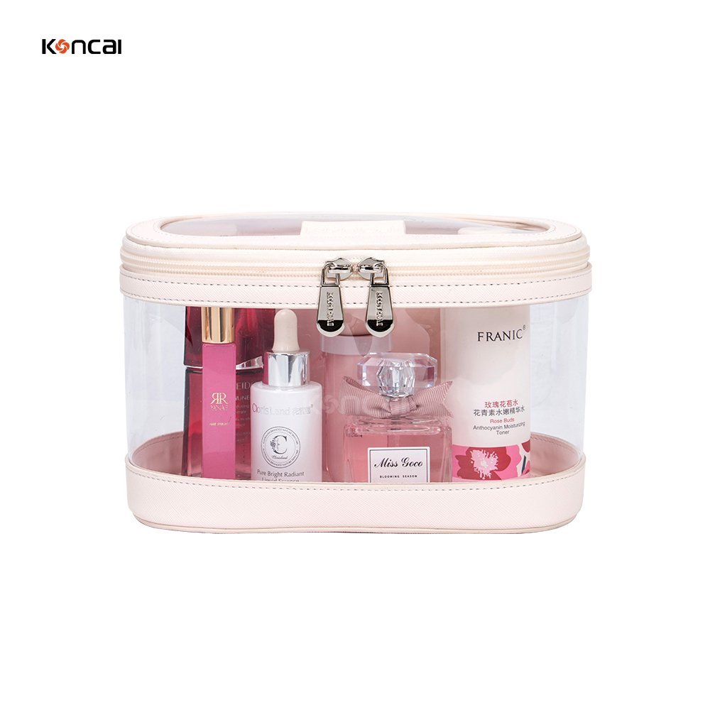 Women PU Leather Travel Cosmetic Accessories Vanity Box Makeup Pouch With Zipper Custom Makeup Case