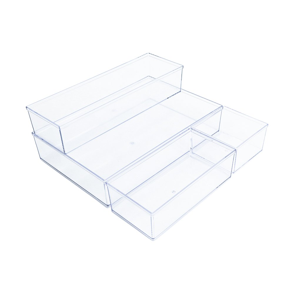 Stackable Plastic Makeup Organizer PS Material Clear Display Case Skin Care Cosmetic Jewelry Hair Accessories Storage Box