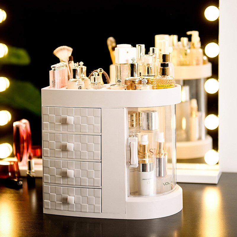 Bathroom Vanity Countertop Makeup Organizer Cosmetic Storage Box with 4 Drawer for Dresser Clear Skin Care Display Rack