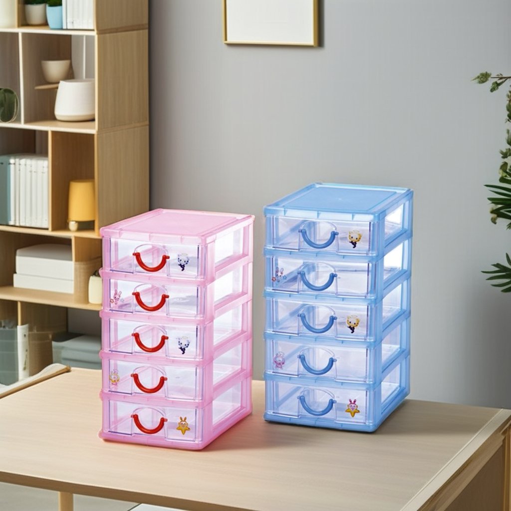 5 layers plastic mini student kids desk stationery storage boxes holders transparent big volume makeup drawer jewelry organizer
