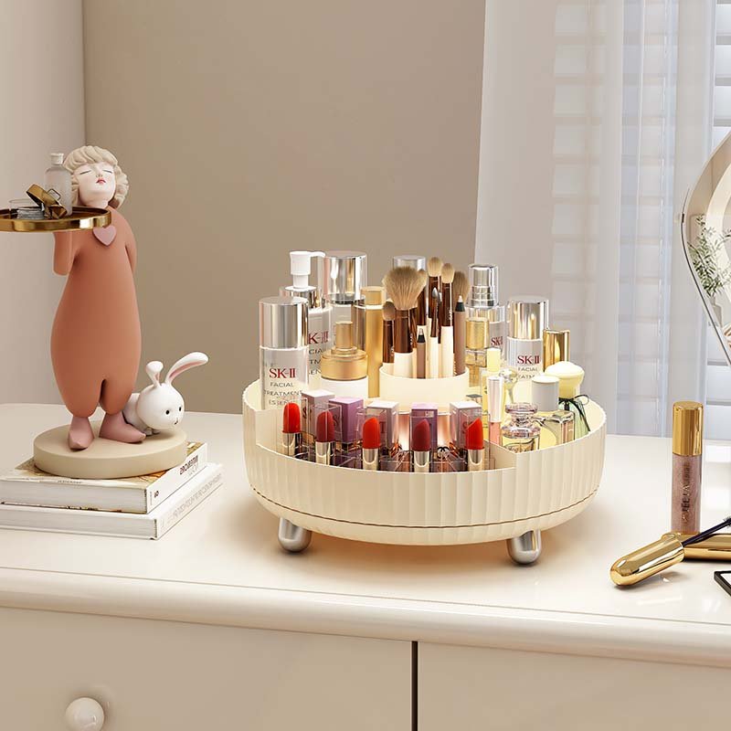 Desktop Round Cosmetic Organizer 360 Degree Rotating Plastic Makeup Desktop Organizer Perfume Organizers And Storage Rack