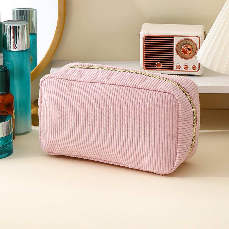 Travel Solid Color Corduroy Makeup Brush Pouch Bag Wholesale Simple Velvet Fashion Corduroy Eco Friendly Cosmetic Bag