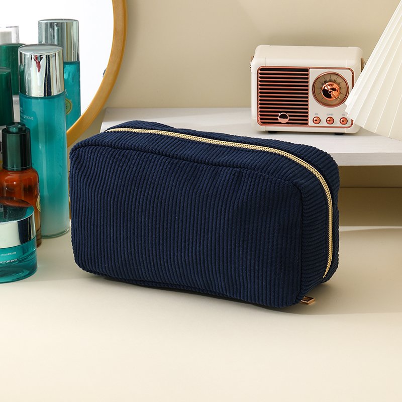 Travel Solid Color Corduroy Makeup Brush Pouch Bag Wholesale Simple Velvet Fashion Corduroy Eco Friendly Cosmetic Bag