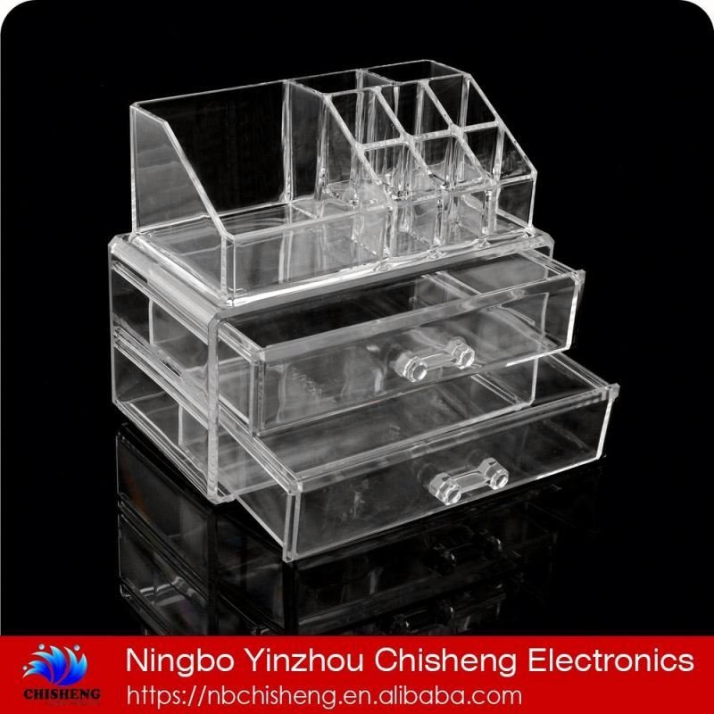 High quality acrylic makeup organizer acrylic makeup storage box plastic PS makeup box with Drawer