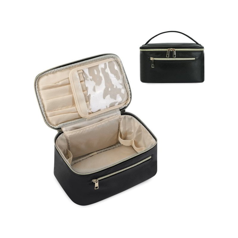 Women Makeup Bag Travel Make Up Organizer Cosmetic Brush Bags Case for Women in Vegan Leather