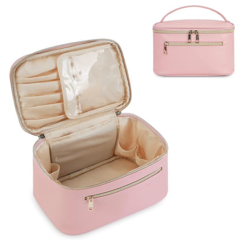 Women Makeup Bag Travel Make Up Organizer Cosmetic Brush Bags Case for Women in Vegan Leather