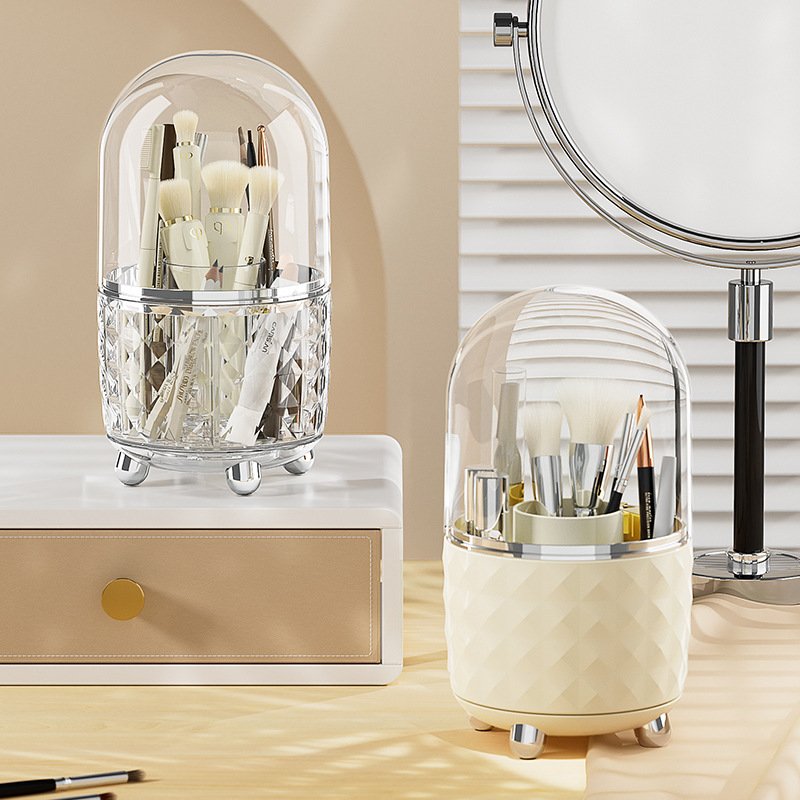 Desktop Makeup Brushes Storage Bucket 360 Degree Rotating Lipstick Cosmetic Storage Holder Organizer