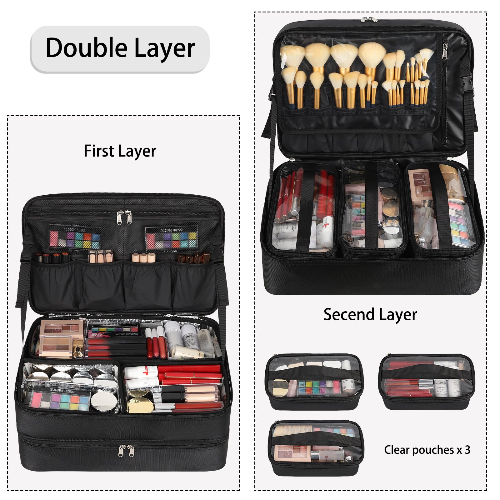 Relavel Travel Case Organizer for Technician Hairstylist Extra Large Makeup Professional Makeup Artist Traveling Bag