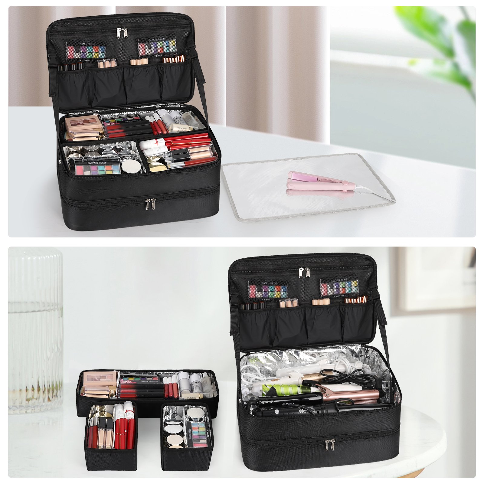 Relavel Travel Case Organizer for Technician Hairstylist Extra Large Makeup Professional Makeup Artist Traveling Bag