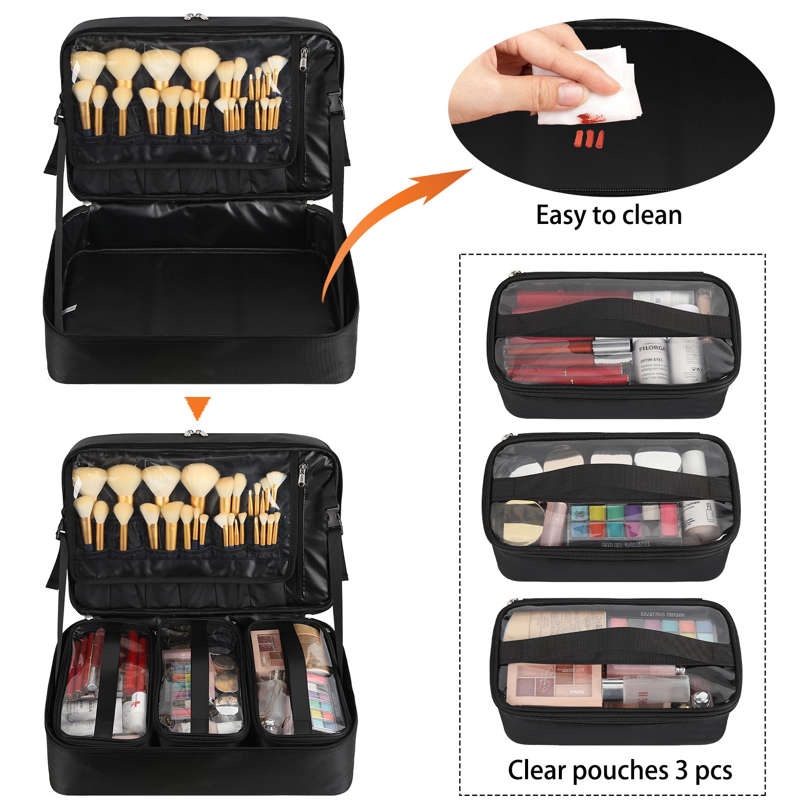 Relavel Travel Case Organizer for Technician Hairstylist Extra Large Makeup Professional Makeup Artist Traveling Bag