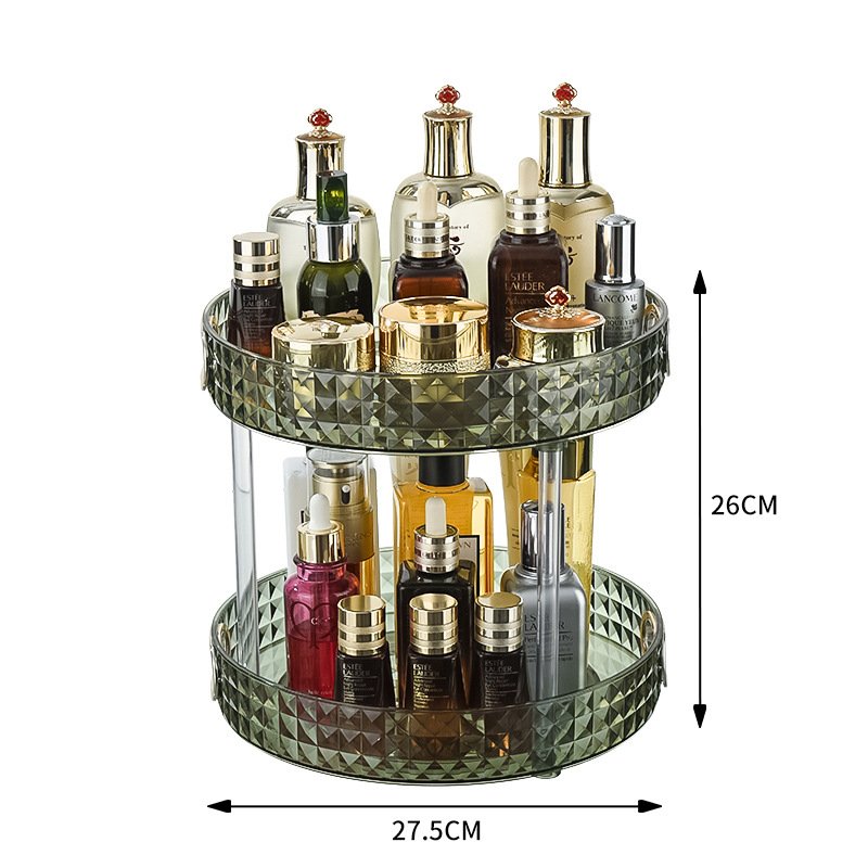 Bathroom Countertop Cosmetic 2 Tier Lazy Susan Turntable Perfume 360 Rotating Makeup Organizer