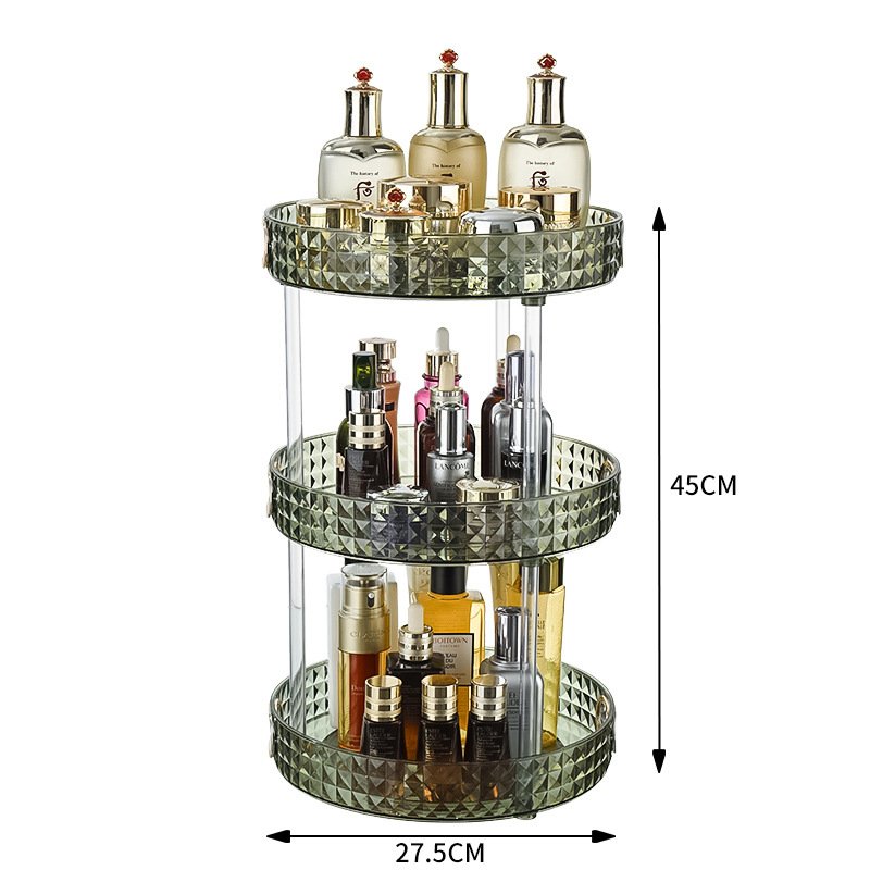 Bathroom Countertop Cosmetic 2 Tier Lazy Susan Turntable Perfume 360 Rotating Makeup Organizer