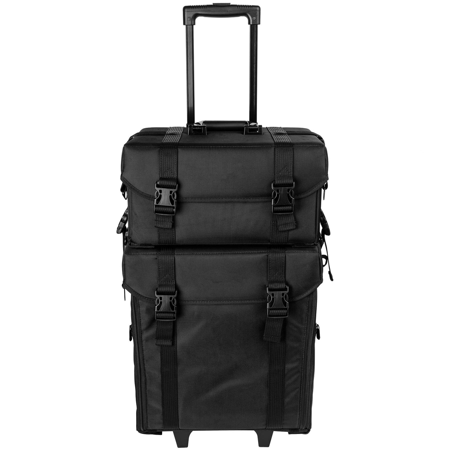 Rolling trolley travel drawer bins mesh detachable buckle compartment organizers cosmetic makeup case bag luggage suitcase