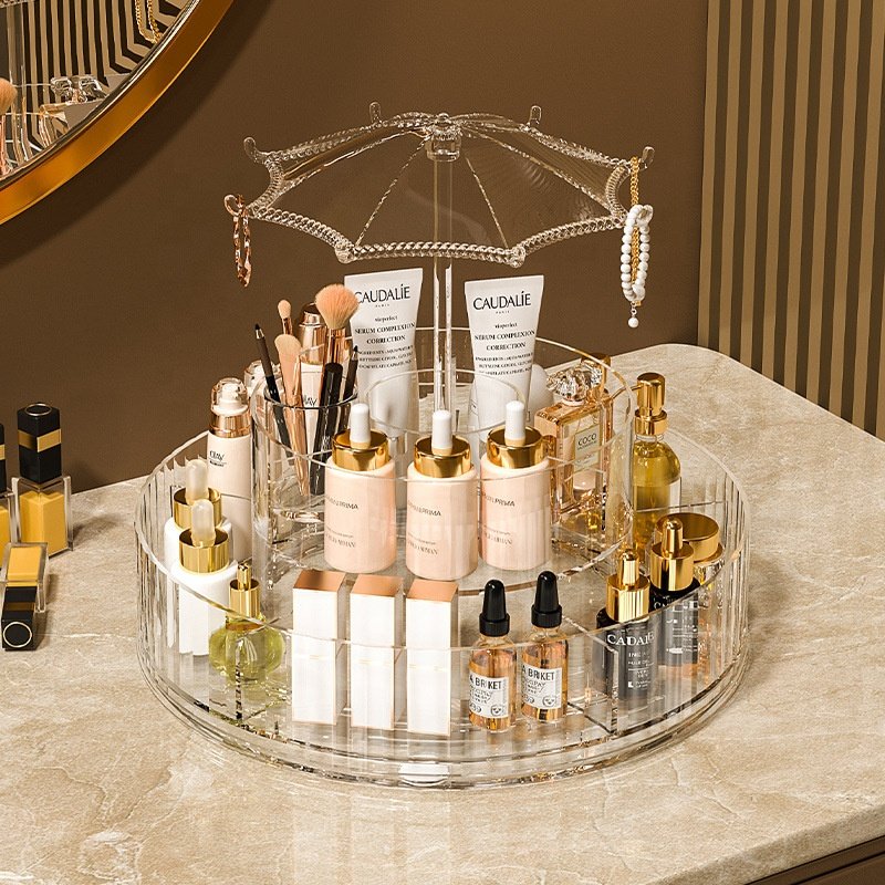 Luxury Makeup Organizer Dresser Shelf Large Capacity Skincare Eyebrow Lipstick Boxes Transparent Desktop Cosmetics Storage Box