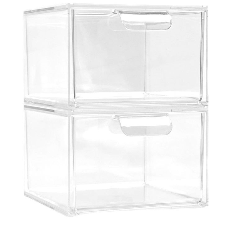 New Arrival 3Pack Clear Makeup Jewelry Drawer Organizer Desk Organizer Storage Container With Curved Handle Design