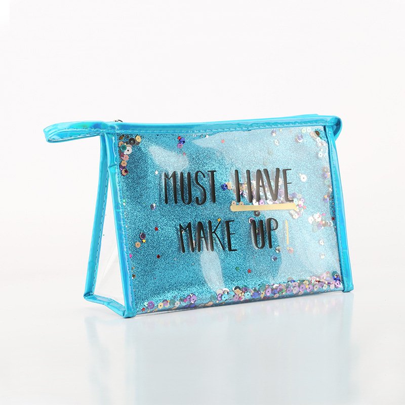 women cute glitter transparent Travel Pvc letter printed clear Makeup Cosmetics Packaging Bag Makeup Bags beauty Pouch for girls