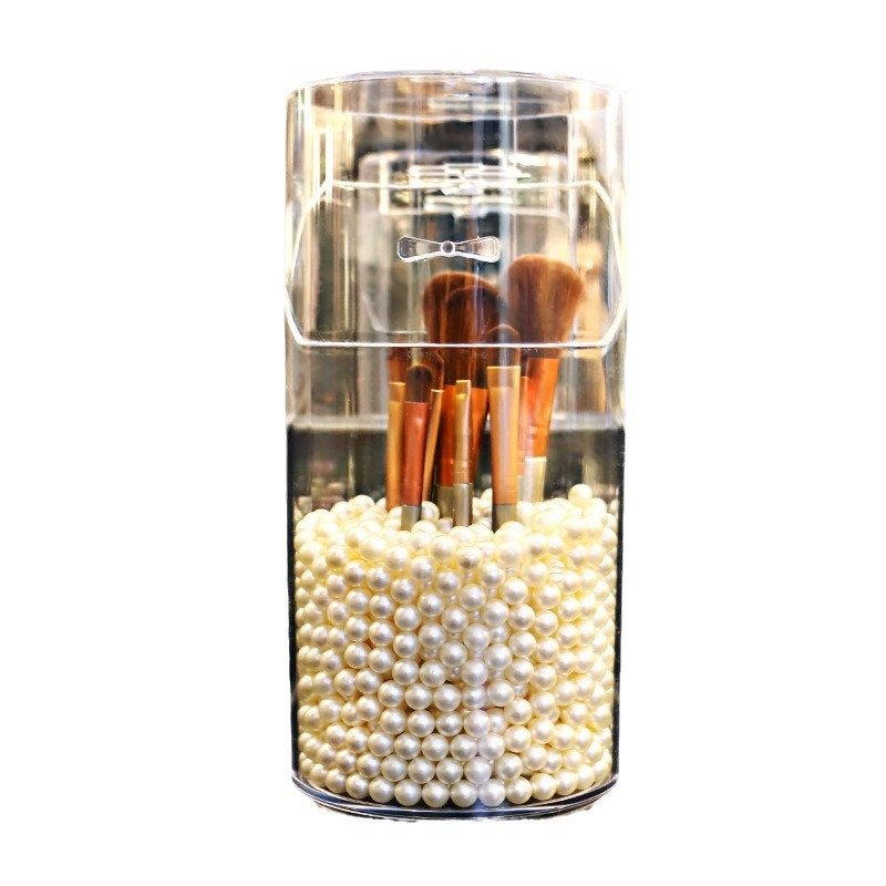 Clear Acrylic Makeup Brush Storage Case Dustproof Clamshell Design Plastic Makeup Brush Bucket Eyebrow Pencil Organizer Pencil