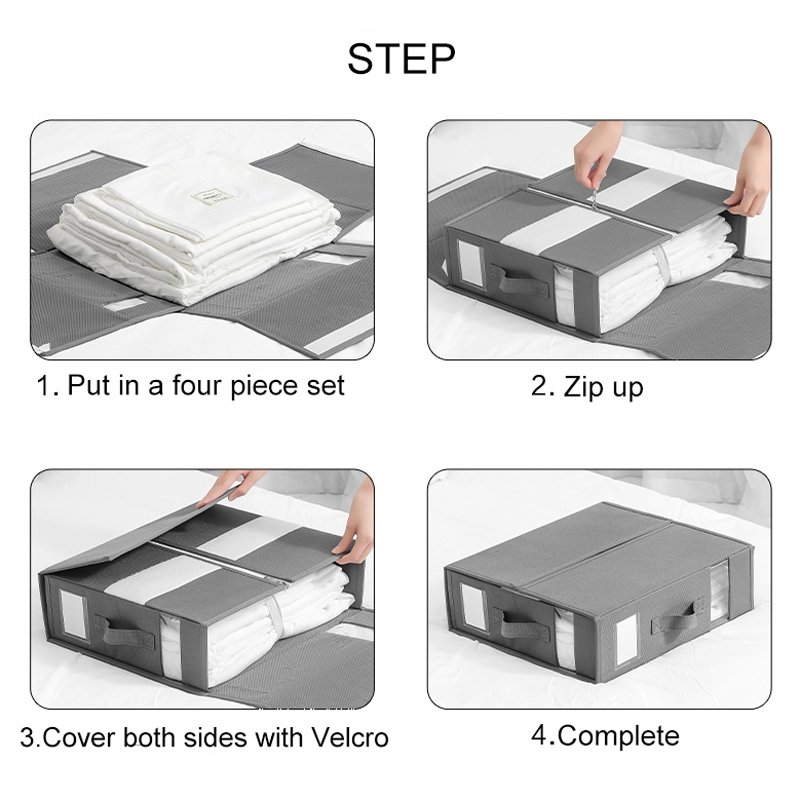 Oxford Fabric Foldable Sheet Organizer Closet Sheets Set Folder Keeper with Window Bed Sheet Organizers and Storage