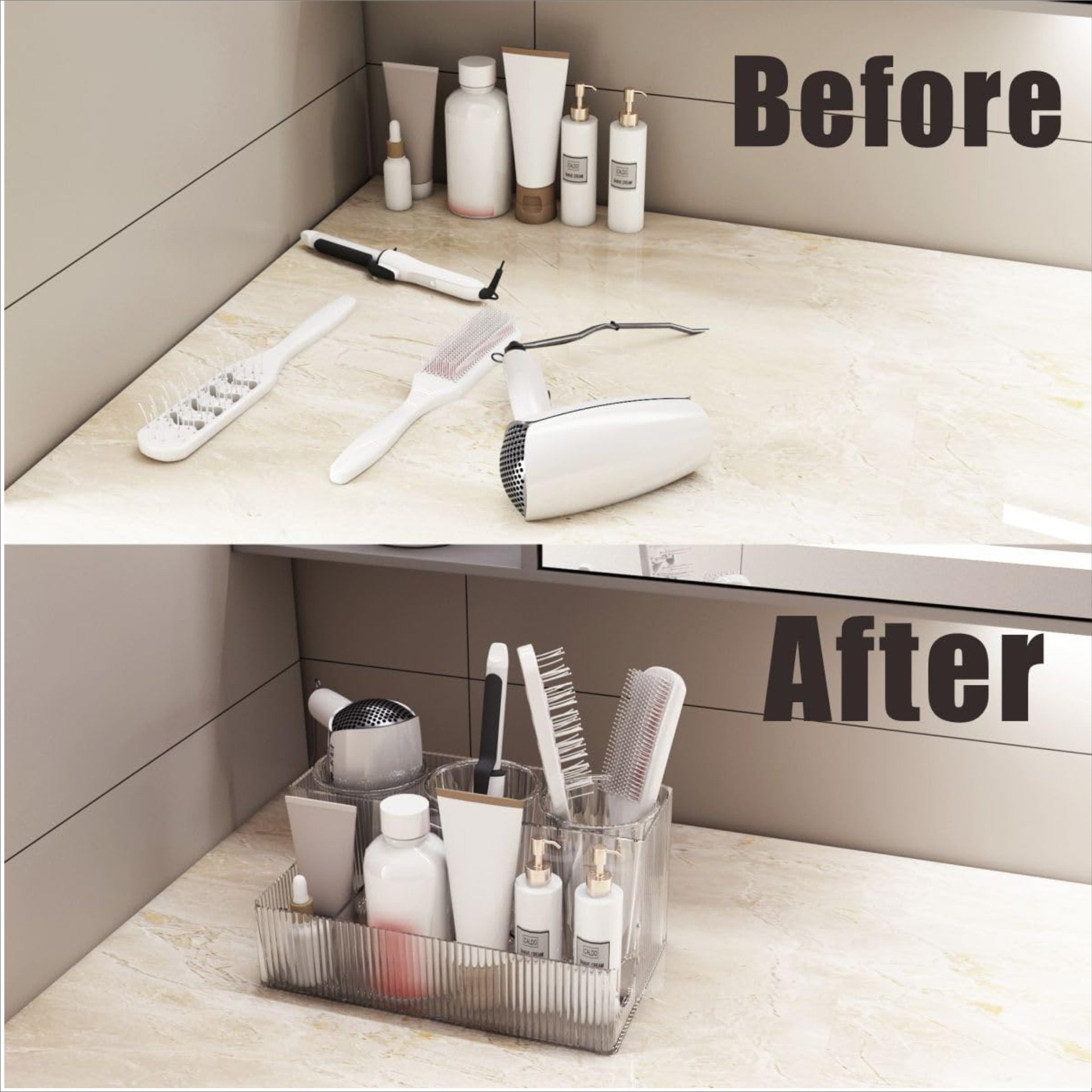 New Arrival Clear Acrylic Plastic Hair Dryer Tool And Brushes Storage Containers and Organizers