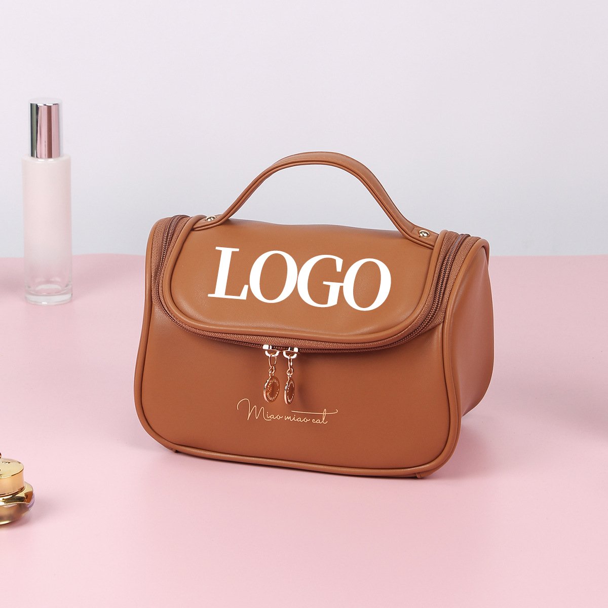 women mens pu vegan soft leather pink bulk aesthetic preppy small wash toiletry pouch makeup manufacturer cosmetic bag with logo