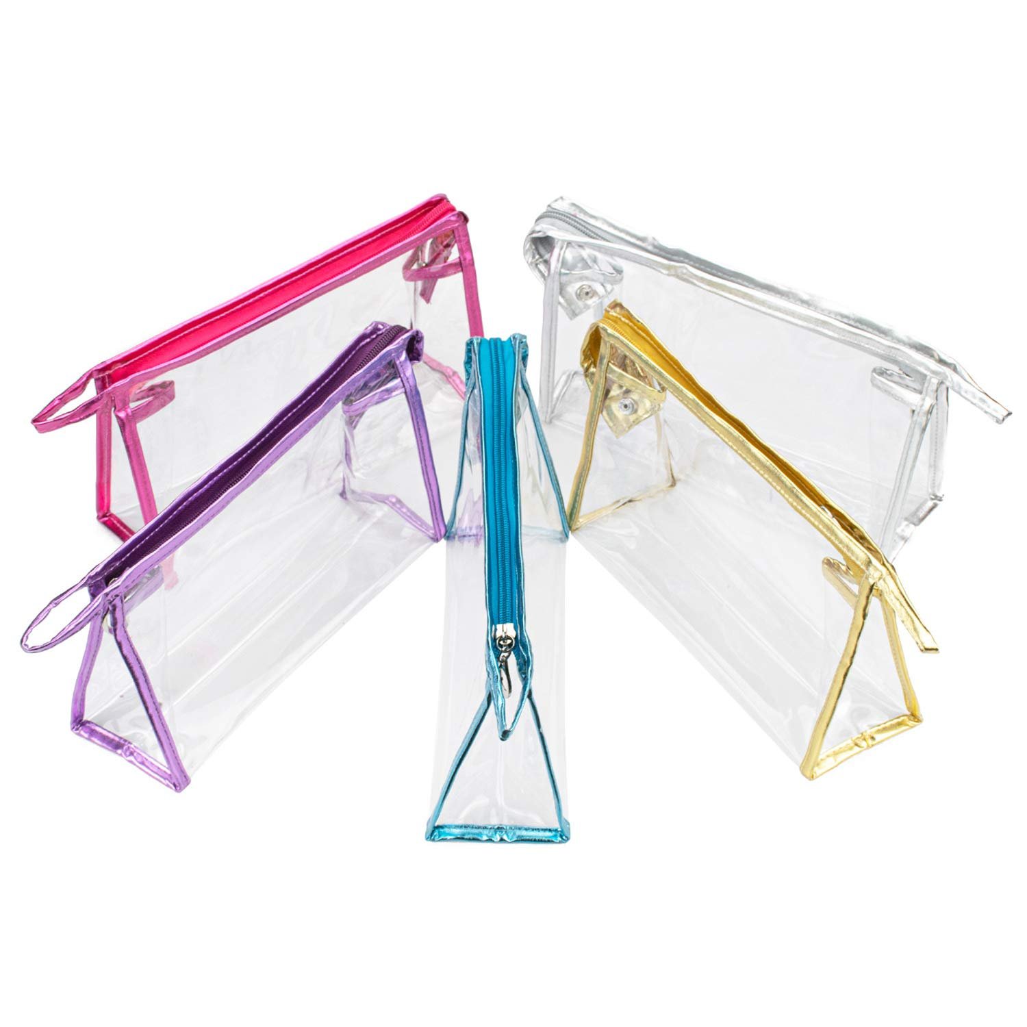 Custom Transparent Waterproof Cosmetic Bag PVC Clear Vinyl Zippered Makeup Pouch Vacation Bathroom and Organizing Bag Travel Set