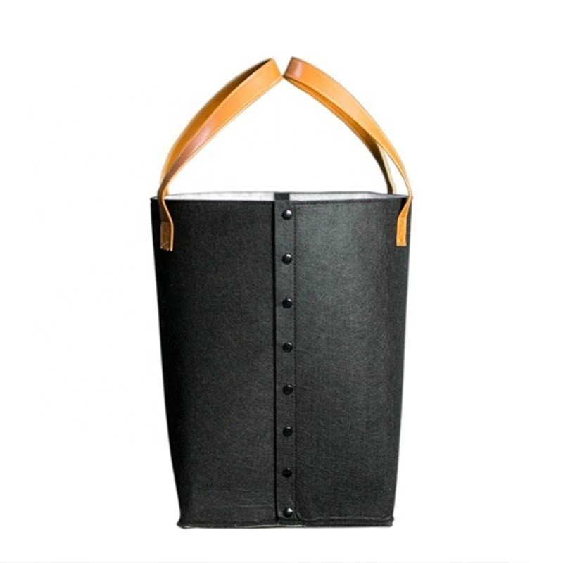 100% Polyester Felt Storage Organizer Bin Round Storage Basket With Handles