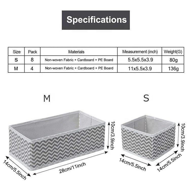 Fabric Foldable Sock Underwear Organizer Dividers Cabinet Closet Organizers And Storage Boxes For Storing Socks, Underwear, Ties