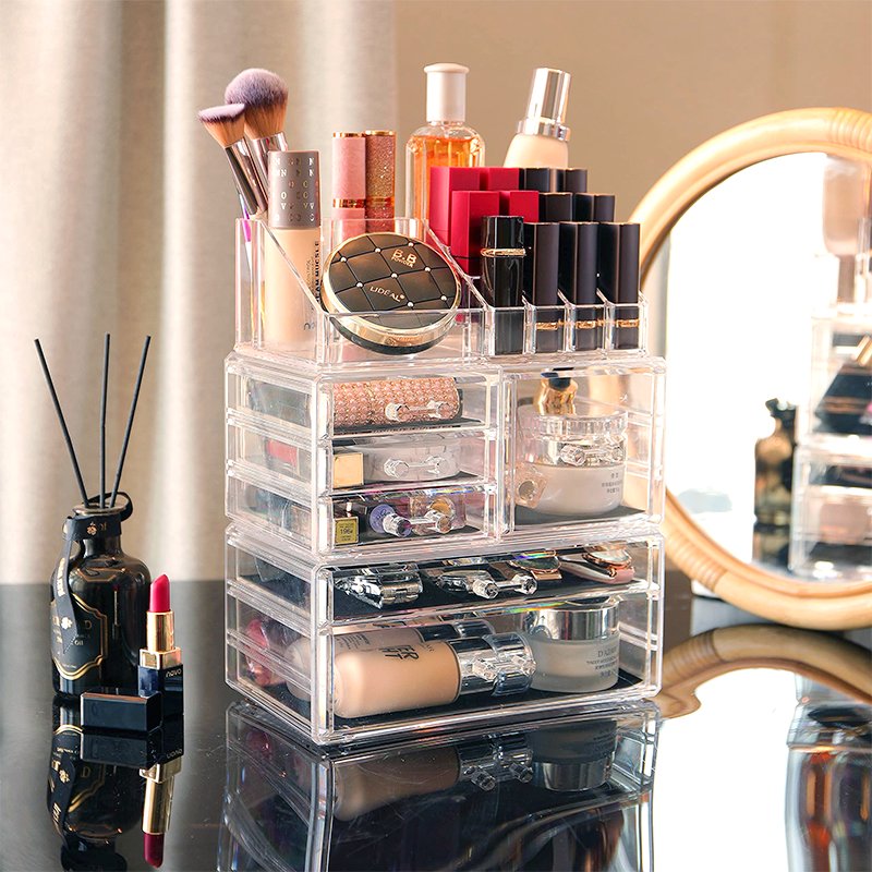 Multipurpose Plastic Cosmetic Organizer Clear Make Up Organizer with Drawers