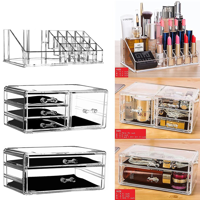 Multipurpose Plastic Cosmetic Organizer Clear Make Up Organizer with Drawers