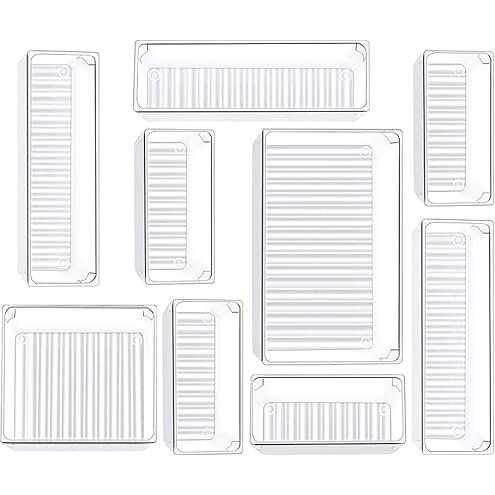 Wholesale organizer makeup Clear Plastic Drawer Organizers Set for Makeup, Kitchen Utensils, Jewelries, Gadgets, Office Desk